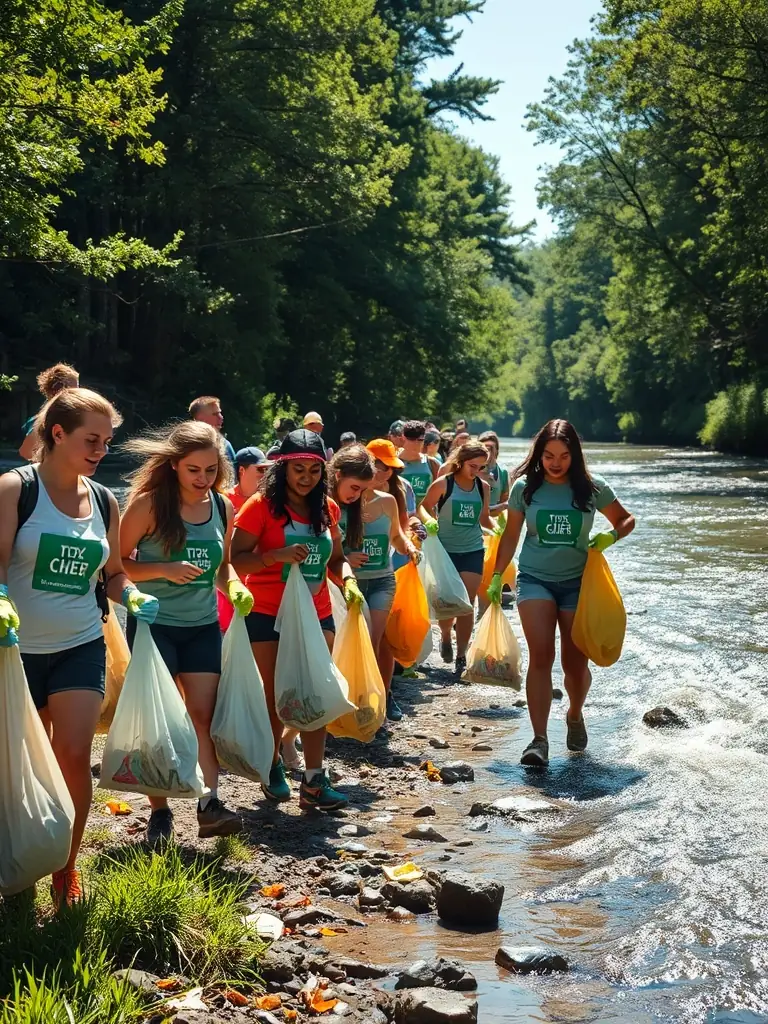 A photograph of a community cleanup event organized by COMITE DES FETES, demonstrating their commitment to environmental stewardship and community improvement.